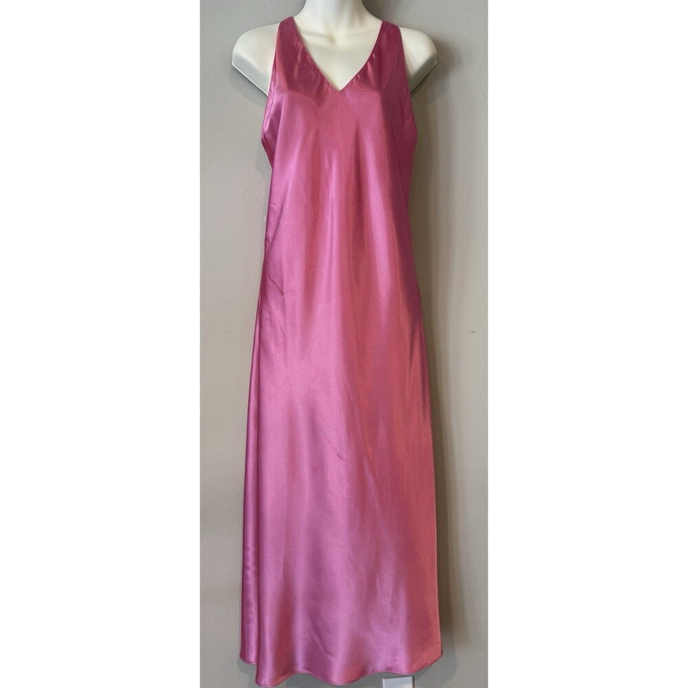 Vtg 80s Fredrick's Of Hollywood Maxi Satin Slip Dress Med Gown Strappy Y2K